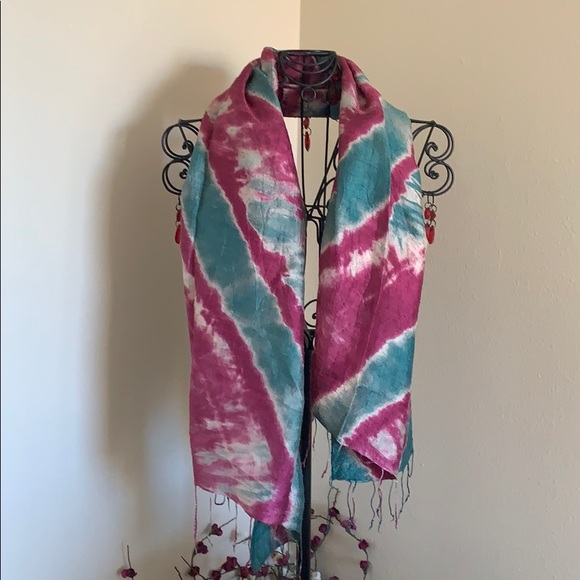 Hand dyed silk scarf - Picture 3 of 3